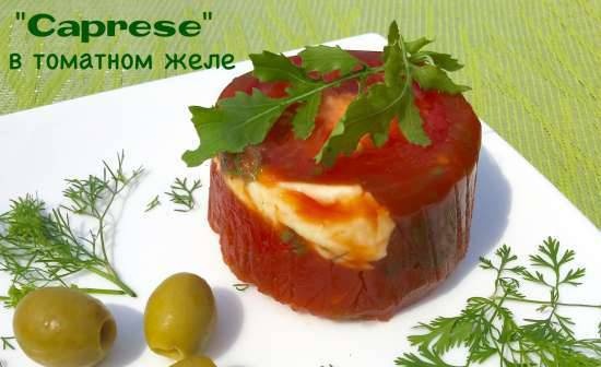 Caprese ζελέ μερίδα ζελέ σνακ (μοτσαρέλα, βασιλικός, ντομάτα, χυμός ντομάτας)