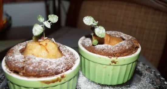 Chocolate muffins with pears