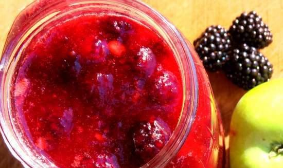 Jam blackberries in apples