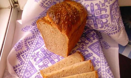 Tarwe-boekweit-roggebrood met vloeibare gist (oven)