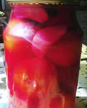 Tomatoes in pink marinade