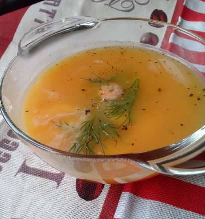 Sopa de carbassa picant amb gambes