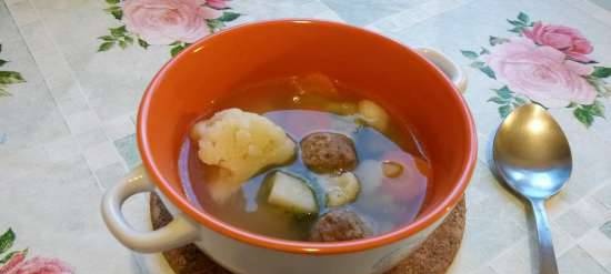 Sopa ligera con albóndigas (sopa euro)