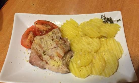 Coscia di pollo e patate al timo (sous vide)