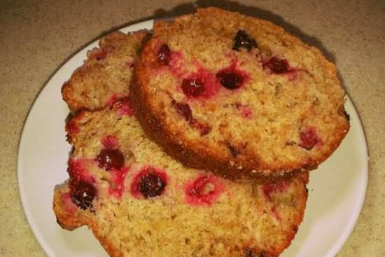 Whole grain honey cake with cranberries and chocolate (option with poppy seeds) in the oven