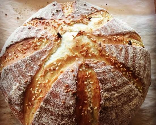 Tarwe en aardappel met gebakken uien en kurkuma