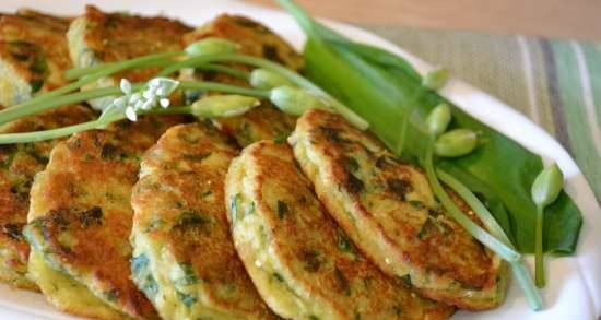 Pancakes with fresh wild garlic (gluten-free)