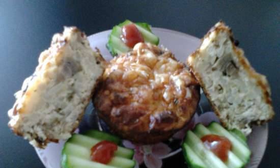 Muffins de pollo con champiñones