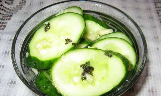 Cucumbers with mint-garlic dressing