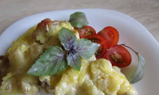 Cazuela de coliflor con filete de pollo