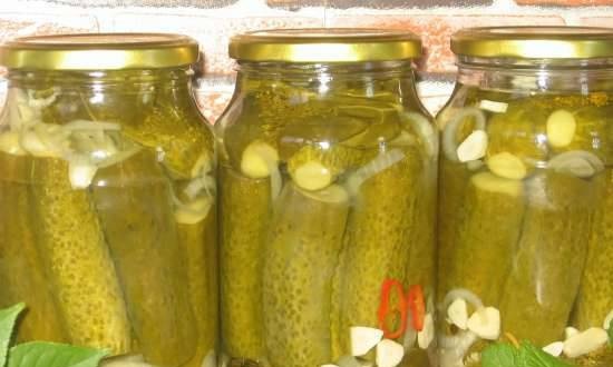 Pickled cucumbers dry sterilization