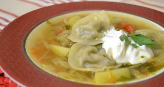 Fresh cabbage soup (reconstituted from frozen stock)