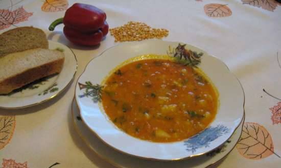 Zuppa di piselli magri con paprika affumicata (multicooker Redmond RMC-02, piano cottura a gas)