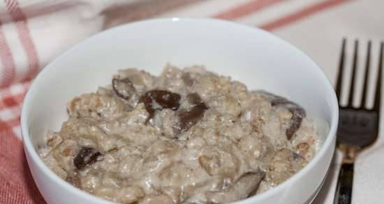 Cebada con champiñones y crema (olla de cocción lenta)