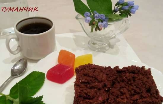 Crema agria de chocolate con relleno de frutos rojos o frutas