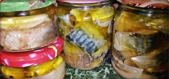 Canned fish in a pressure cooker