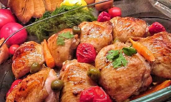 Cosce di pollo alla griglia marinate con adjika