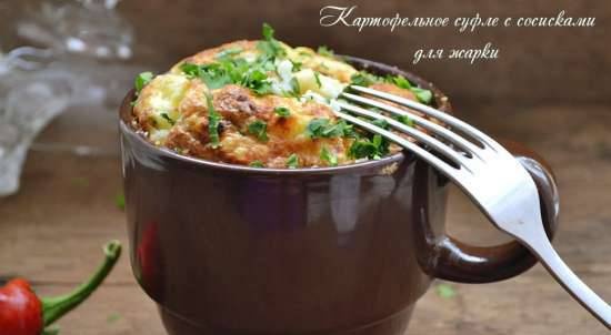 Soufflé de patatas con salchichas para freír