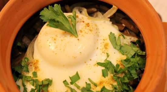 Fern baked in a pot with egg