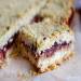 Chocolate and strawberry bars with oatmeal and almonds