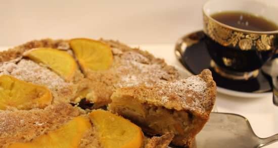 Tarta con crema picante de caqui y almendras