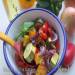 Gebakken groentesalade met knoflookdressing