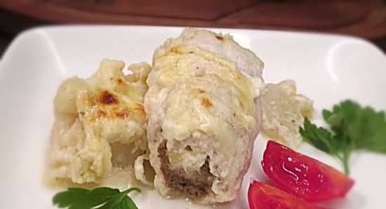 Involtini di petto di pollo con fegato e besciamella