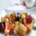 Fruit kebabs with honey-cinnamon sauce