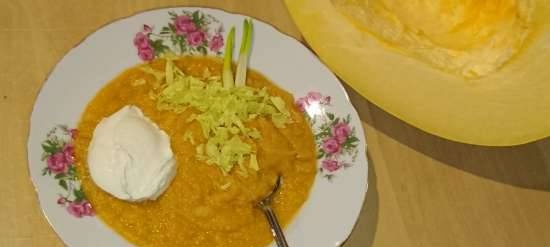 Sopa de puré Para los que no tienen nada que masticar con garbanzos, calabaza, zanahoria y apio