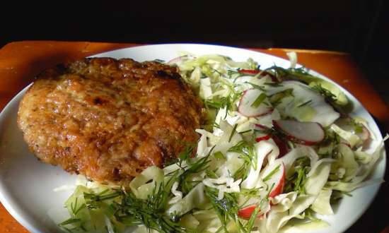 Chuletas empanizadas con sémola