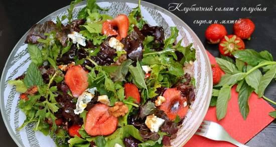 Strawberry salad with blue cheese and mint