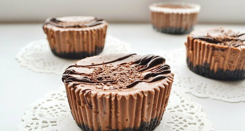 Mini tartas de queso de chocolate