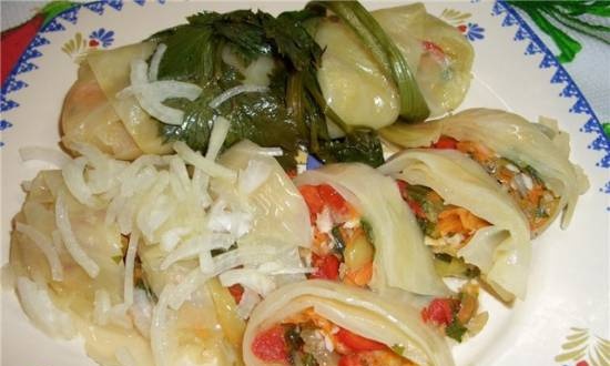 Fermented cabbage rolls with vegetables