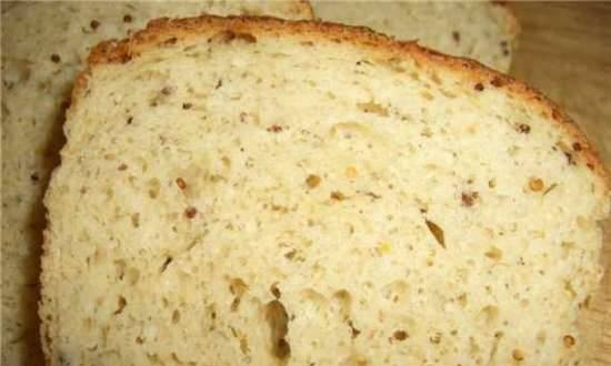 Wheat-rice bread with rye, oat flour, mustard and dill