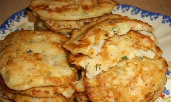 Fritters with fish on kefir