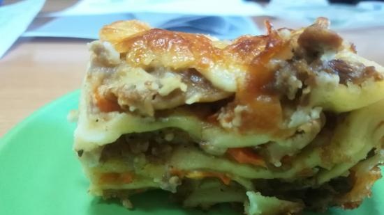 Lasagne with meat and mushrooms (Multicuisine DeLonghi)