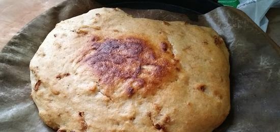 Focaccia di lievito integrale al 100% con kefir e cipolle fritte