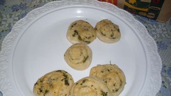 Garlic rolls with cheese, from flatbread dough