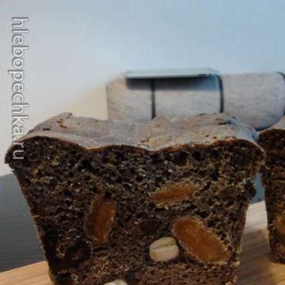 Brewed rye bread with dried fruits and nuts