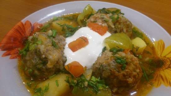 Meatballs a la Stuffed peppers in a multicooker Bork U700