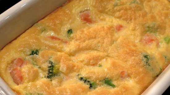 Finnish omelet with broccoli and smoked salmon