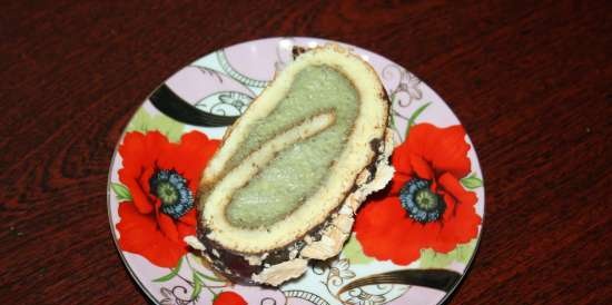 Rotolo di pan di spagna con avocado e briciole di meringa