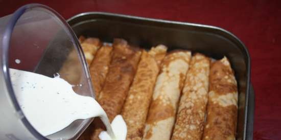 Buckwheat pancakes baked with cheese and cottage cheese