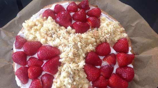 Tarta de frutos rojos con yogur y crema de cuajada