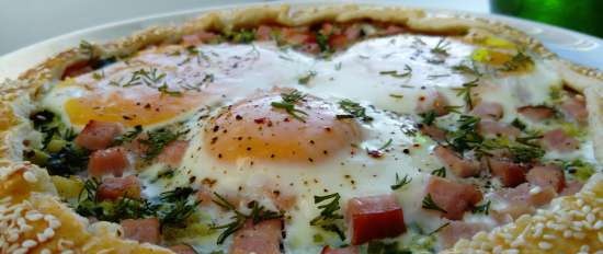 Galette amb ceba verda, cansalada i ou