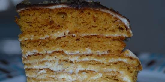 Honey cake from choux pastry