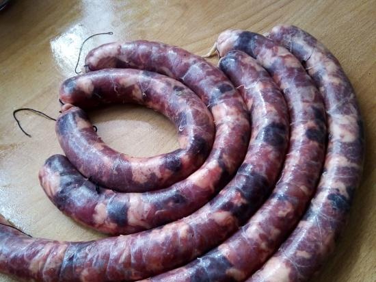 Homemade fried sausage based on Donbasskaya sausage