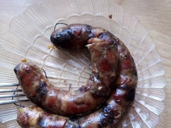 Homemade fried sausage based on Donbasskaya sausage