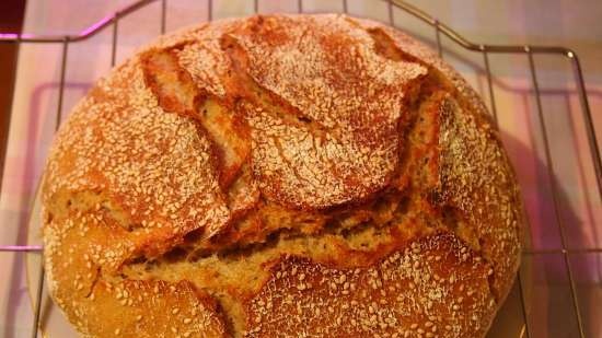 Artisanal na tinapay nang walang pagmamasa na may sourdough