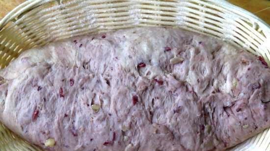 Dessert cranberry bread with liquid fruit yeast